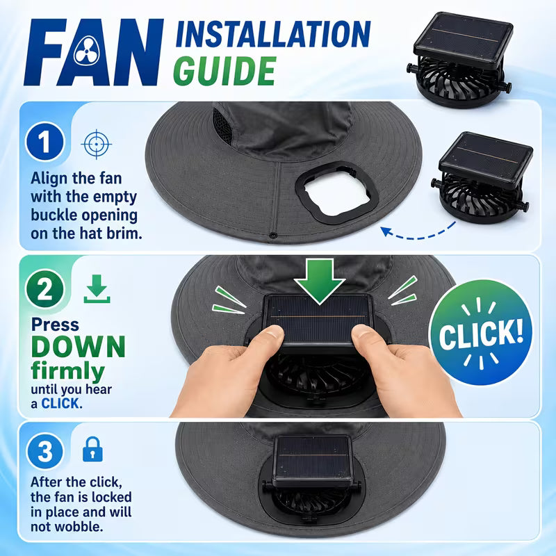 BreezeCap™ Dual-Fan Wide Brim Cooling Sun Hat – UPF 50+ UV Protection, 3-Speed Adjustable Airflow, USB Rechargeable Outdoor Solar Hat for Gardening, Hiking, Fishing, Golf & Travel